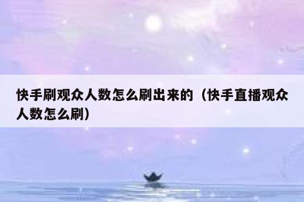 快手刷观众人数怎么刷出来的（快手直播观众人数怎么刷） 第1张