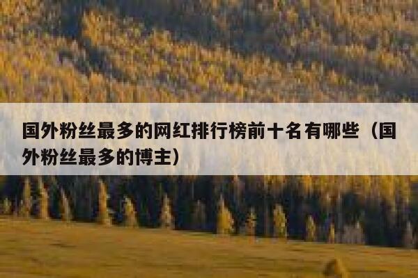 国外粉丝最多的网红排行榜前十名有哪些（国外粉丝最多的博主） 第1张