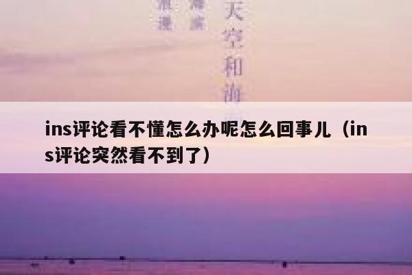 ins评论看不懂怎么办呢怎么回事儿（ins评论突然看不到了） 第1张