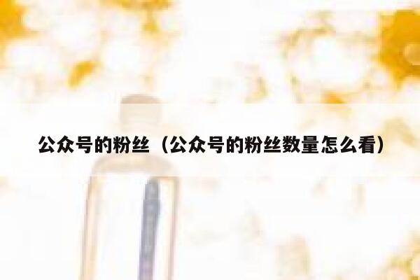 公众号的粉丝（公众号的粉丝数量怎么看） 第1张
