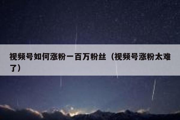 视频号如何涨粉一百万粉丝（视频号涨粉太难了） 第1张