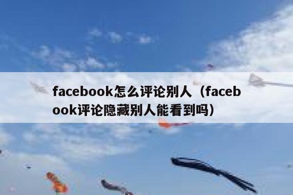 facebook怎么评论别人（facebook评论隐藏别人能看到吗） 第1张