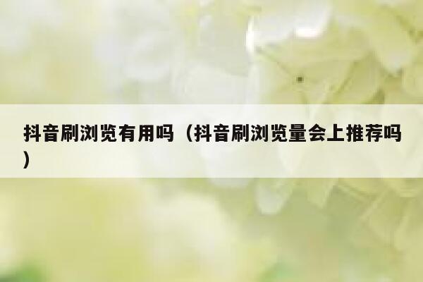 抖音刷浏览有用吗（抖音刷浏览量会上推荐吗） 第1张