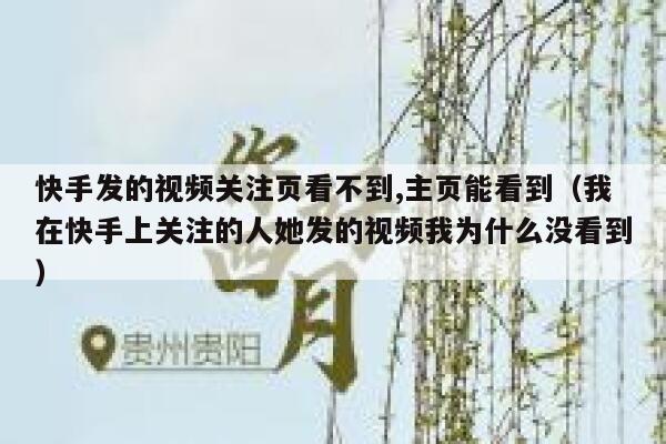 快手发的视频关注页看不到,主页能看到（我在快手上关注的人她发的视频我为什么没看到） 第1张
