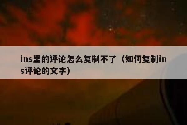 ins里的评论怎么复制不了（如何复制ins评论的文字） 第1张