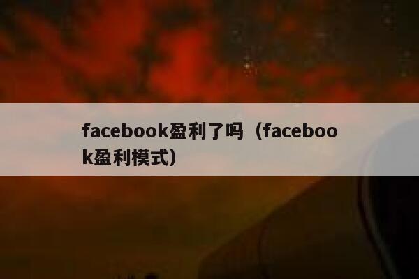 facebook盈利了吗（facebook盈利模式） 第1张