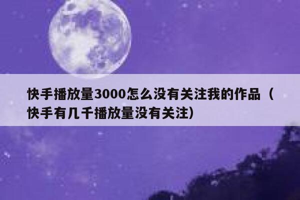 快手播放量3000怎么没有关注我的作品（快手有几千播放量没有关注） 第1张