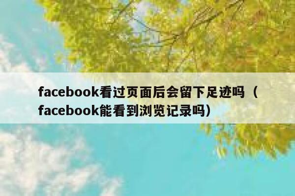 facebook看过页面后会留下足迹吗(facebook能看到浏览记录吗) 第1张 facebook看过页面后会留下足迹吗(facebook能看到浏览记录吗) 第1张
