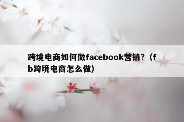 跨境电商如何做facebook营销?（fb跨境电商怎么做） 第1张
