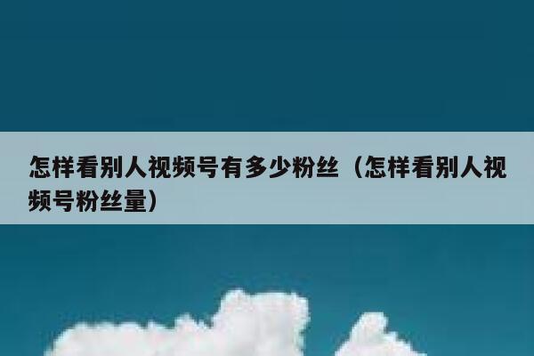 怎样看别人视频号有多少粉丝(怎样看别人视频号粉丝量) 第1张 怎样看别人视频号有多少粉丝(怎样看别人视频号粉丝量) 第1张