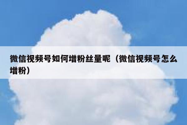 微信视频号如何增粉丝量呢(微信视频号怎么增粉) 第1张 微信视频号如何增粉丝量呢(微信视频号怎么增粉) 第1张
