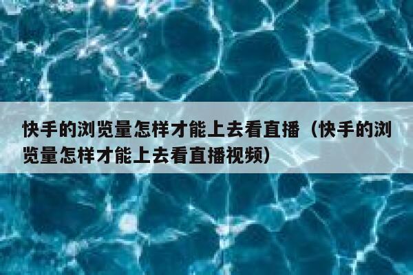 快手的浏览量怎样才能上去看直播（快手的浏览量怎样才能上去看直播视频） 第1张