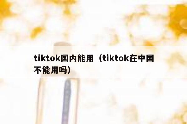 tiktok国内能用（tiktok在中国不能用吗） 第1张