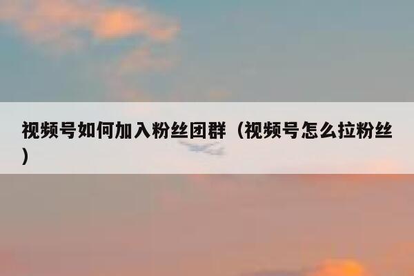 视频号如何加入粉丝团群(视频号怎么拉粉丝) 第1张 视频号如何加入粉丝团群(视频号怎么拉粉丝) 第1张