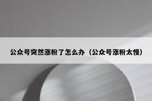 公众号突然涨粉了怎么办（公众号涨粉太慢） 第1张