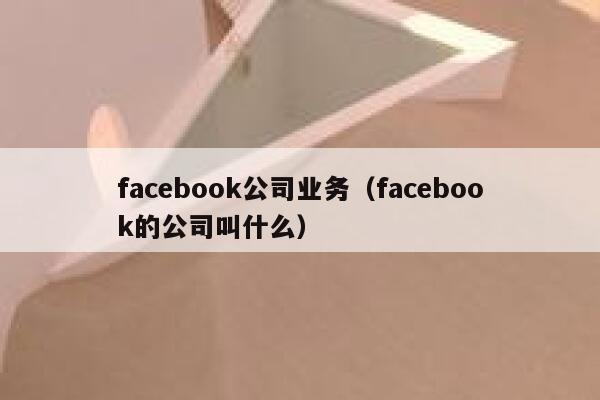 facebook公司业务（facebook的公司叫什么） 第1张