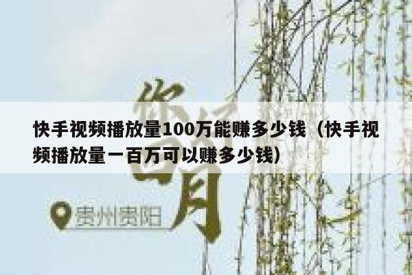 快手视频播放量100万能赚多少钱（快手视频播放量一百万可以赚多少钱） 第1张