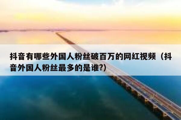 抖音有哪些外国人粉丝破百万的网红视频（抖音外国人粉丝最多的是谁?） 第1张