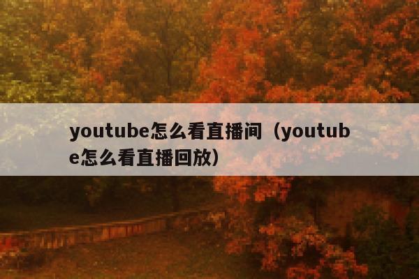youtube怎么看直播间（youtube怎么看直播回放） 第1张