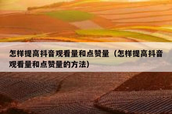 怎样提高抖音观看量和点赞量（怎样提高抖音观看量和点赞量的方法） 第1张
