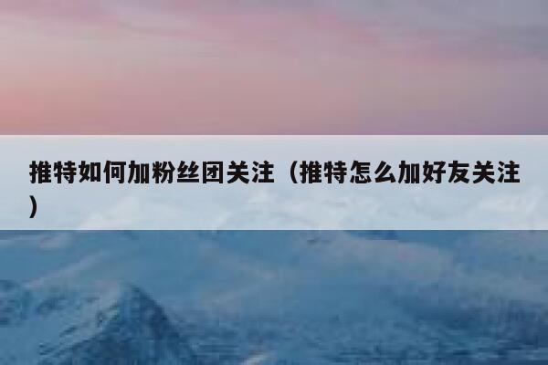 推特如何加粉丝团关注（推特怎么加好友关注） 第1张