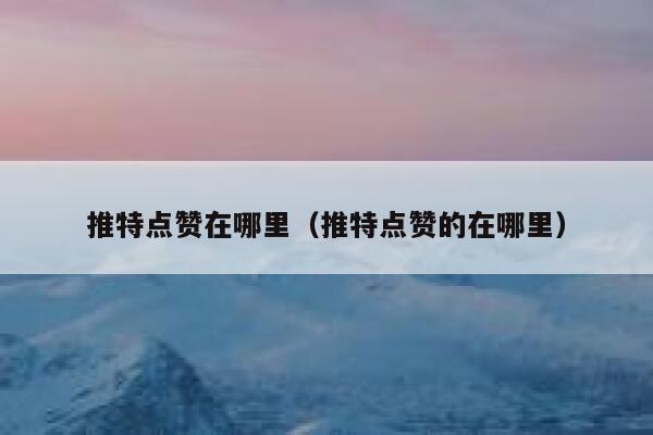 推特点赞在哪里（推特点赞的在哪里） 第1张