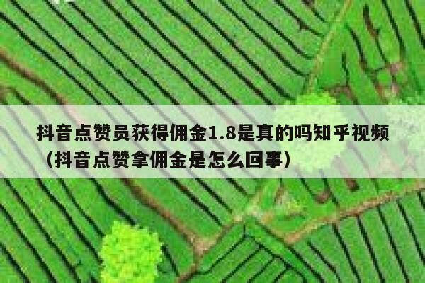 抖音点赞员获得佣金1.8是真的吗知乎视频（抖音点赞拿佣金是怎么回事） 第1张