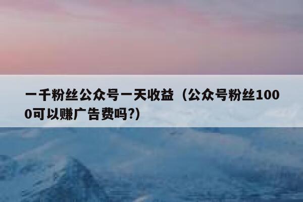 一千粉丝公众号一天收益（公众号粉丝1000可以赚广告费吗?） 第1张