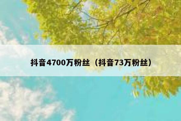 抖音4700万粉丝（抖音73万粉丝） 第1张
