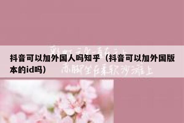 抖音可以加外国人吗知乎（抖音可以加外国版本的id吗） 第1张