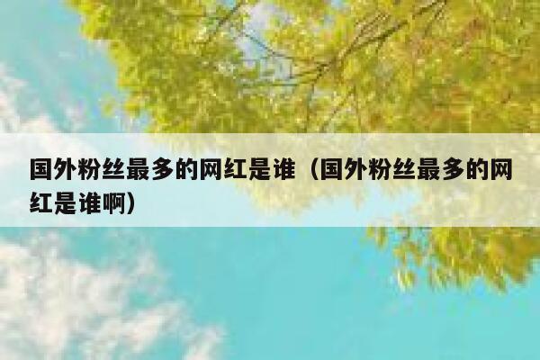 国外粉丝最多的网红是谁（国外粉丝最多的网红是谁啊） 第1张