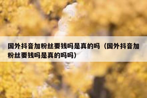 国外抖音加粉丝要钱吗是真的吗（国外抖音加粉丝要钱吗是真的吗吗） 第1张