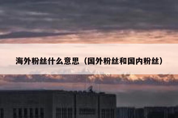 海外粉丝什么意思（国外粉丝和国内粉丝） 第1张