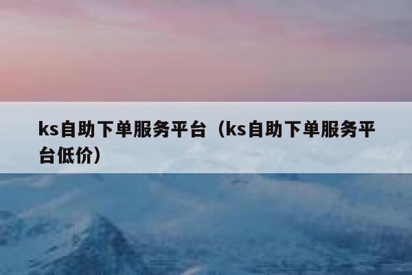 ks自助下单服务平台（ks自助下单服务平台低价） 第1张