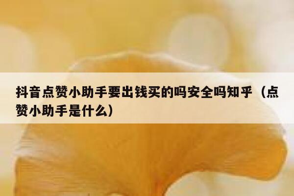 抖音点赞小助手要出钱买的吗安全吗知乎（点赞小助手是什么） 第1张