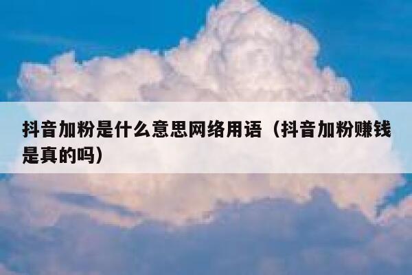 抖音加粉是什么意思网络用语(抖音加粉赚钱是真的吗) 第1张 抖音加粉是什么意思网络用语(抖音加粉赚钱是真的吗) 第1张