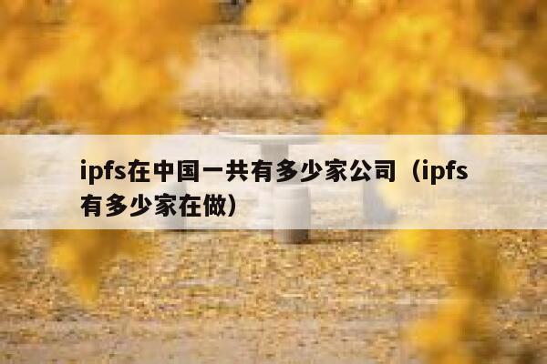 ipfs在中国一共有多少家公司（ipfs有多少家在做） 第1张