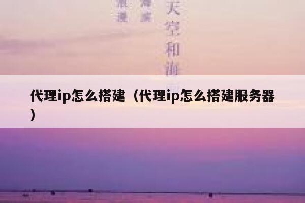 代理ip怎么搭建（代理ip怎么搭建服务器） 第1张