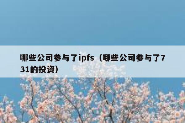 哪些公司参与了ipfs(哪些公司参与了731的投资) 第1张 哪些公司参与了ipfs(哪些公司参与了731的投资) 第1张