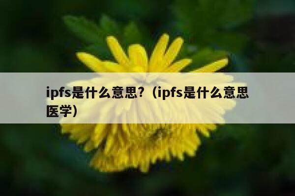 ipfs是什么意思?(ipfs是什么意思医学) 第1张 ipfs是什么意思?(ipfs是什么意思医学) 第1张