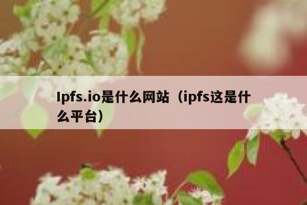 Ipfs.io是什么网站（ipfs这是什么平台） 第1张