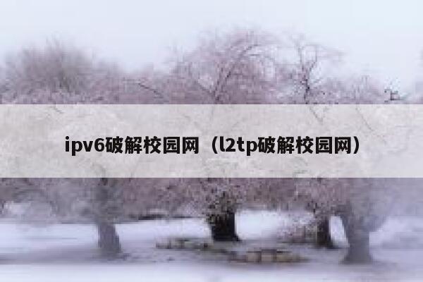 ipv6破解校园网（l2tp破解校园网） 第1张
