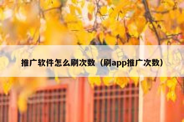 推广软件怎么刷次数（刷app推广次数） 第1张