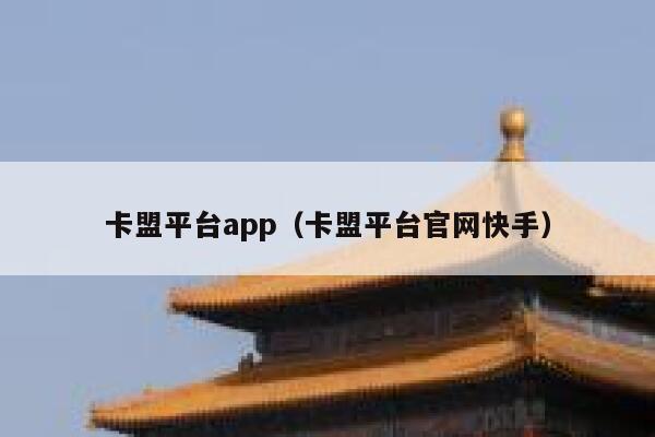 卡盟平台app（卡盟平台官网快手） 第1张