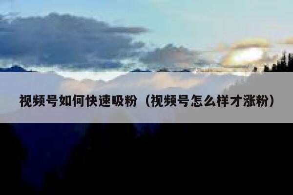 视频号如何快速吸粉(视频号怎么样才涨粉) 第1张 视频号如何快速吸粉(视频号怎么样才涨粉) 第1张