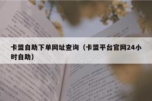 卡盟自助下单网址查询（卡盟平台官网24小时自助） 第1张