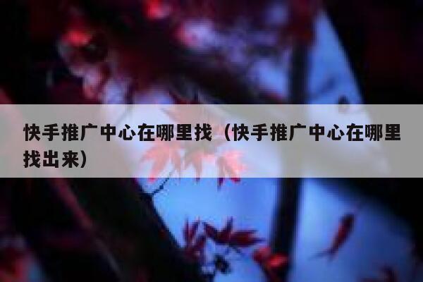 快手推广中心在哪里找（快手推广中心在哪里找出来） 第1张