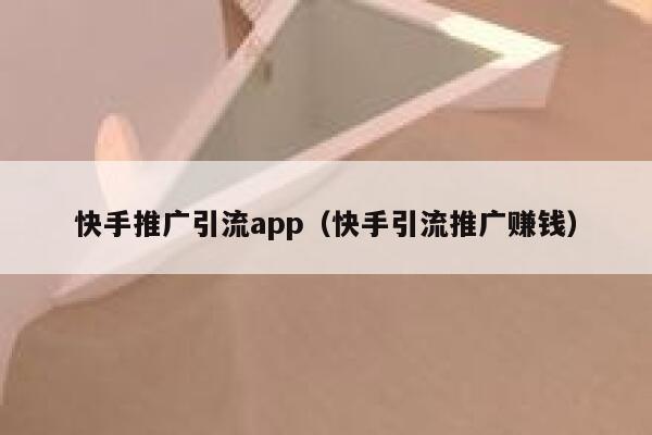 快手推广引流app（快手引流推广赚钱） 第1张