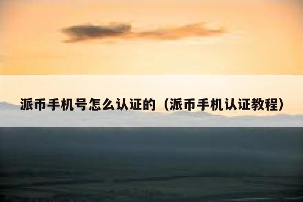 派币手机号怎么认证的（派币手机认证教程） 第1张
