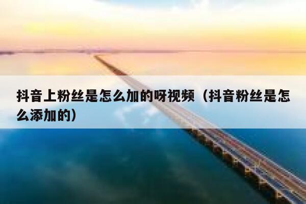 抖音上粉丝是怎么加的呀视频（抖音粉丝是怎么添加的） 第1张